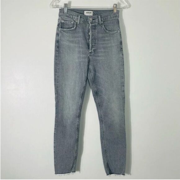 AGOLDE Nico High-Rise Raw Hem Button Fly Skinny Jeans Gray Size 24 - Picture 3 of 14